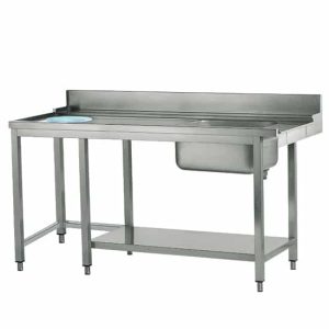 Intmatningsbänk 1500X770X870mm med enkel höger ho, avfallshål och underhylla