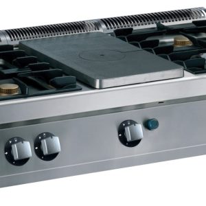 Zanussi Modular Gashällspis. bänkmodell. 1200mm. Hällbrännare (3,8kW) 2+2 brännare (4×5,5kW)