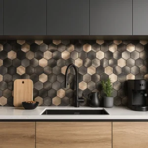 10-pack Latte hexagon självhäftande väggplattor