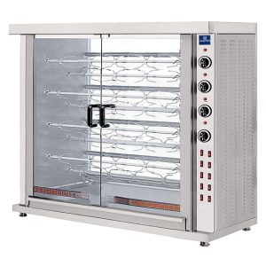 Elektrisk kycklinggrill med belysning, 9 spett för 36-45 kycklingar