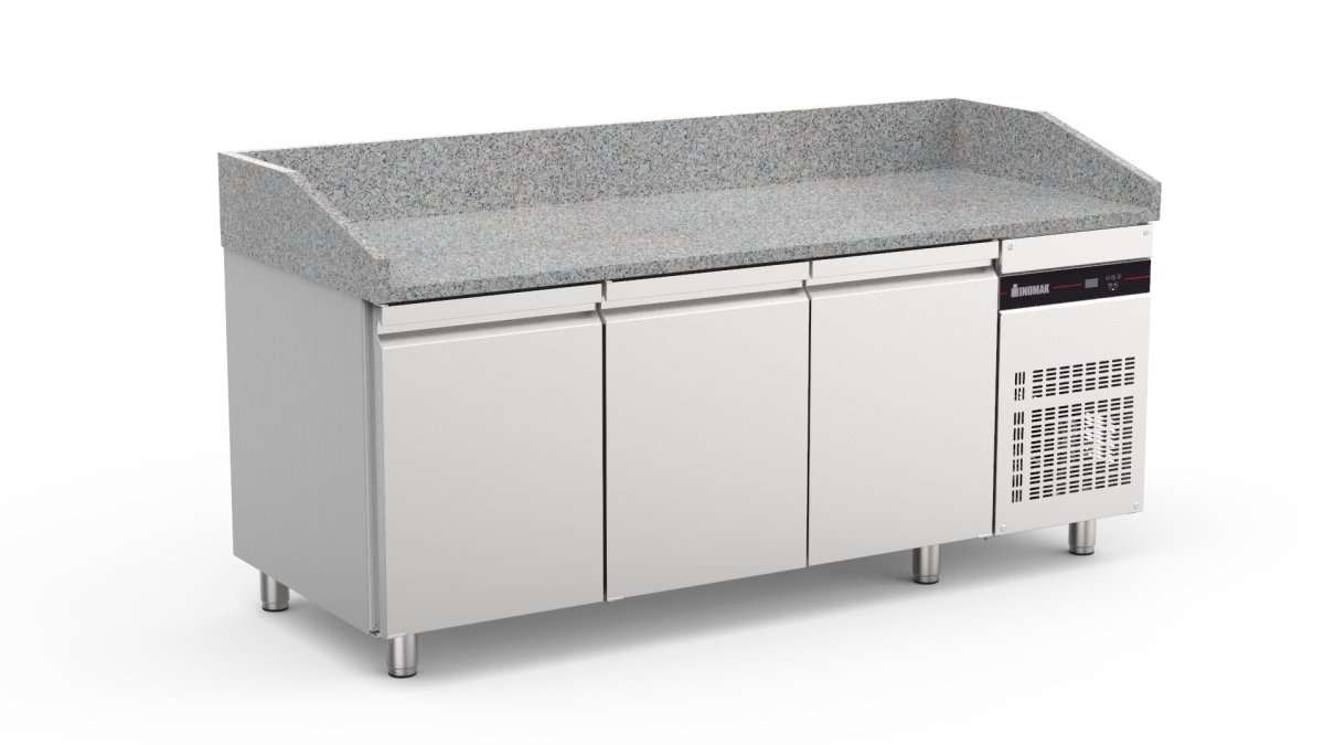 Pizzakylbänk Inomak PIZC888/I/G, Granit Skiva, 3 dörrar för 60×40 plåtar, R290, Mått: 2020x800x873mm