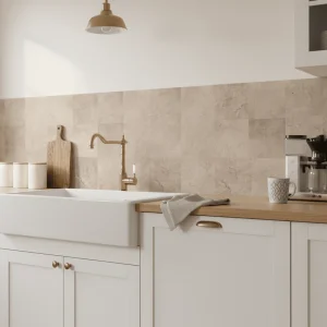 8-pk Amsterdam beige betonglook selvklebende fliser 40 x 40 cm