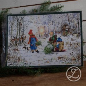 Adventskalender – barn med kälke
